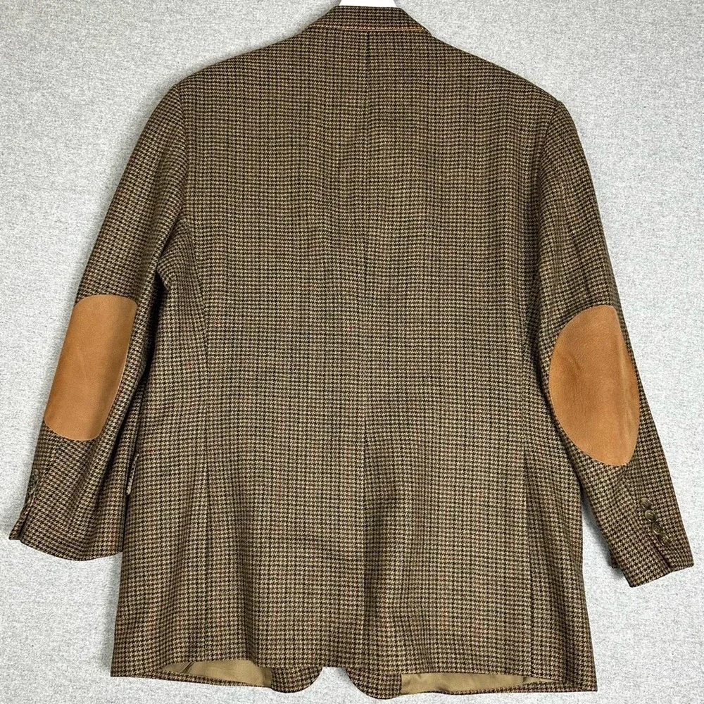 Evan Picone Blazer Mens 43R Houndstooth Wool Elbow‎ Patch Sport Coat Classic